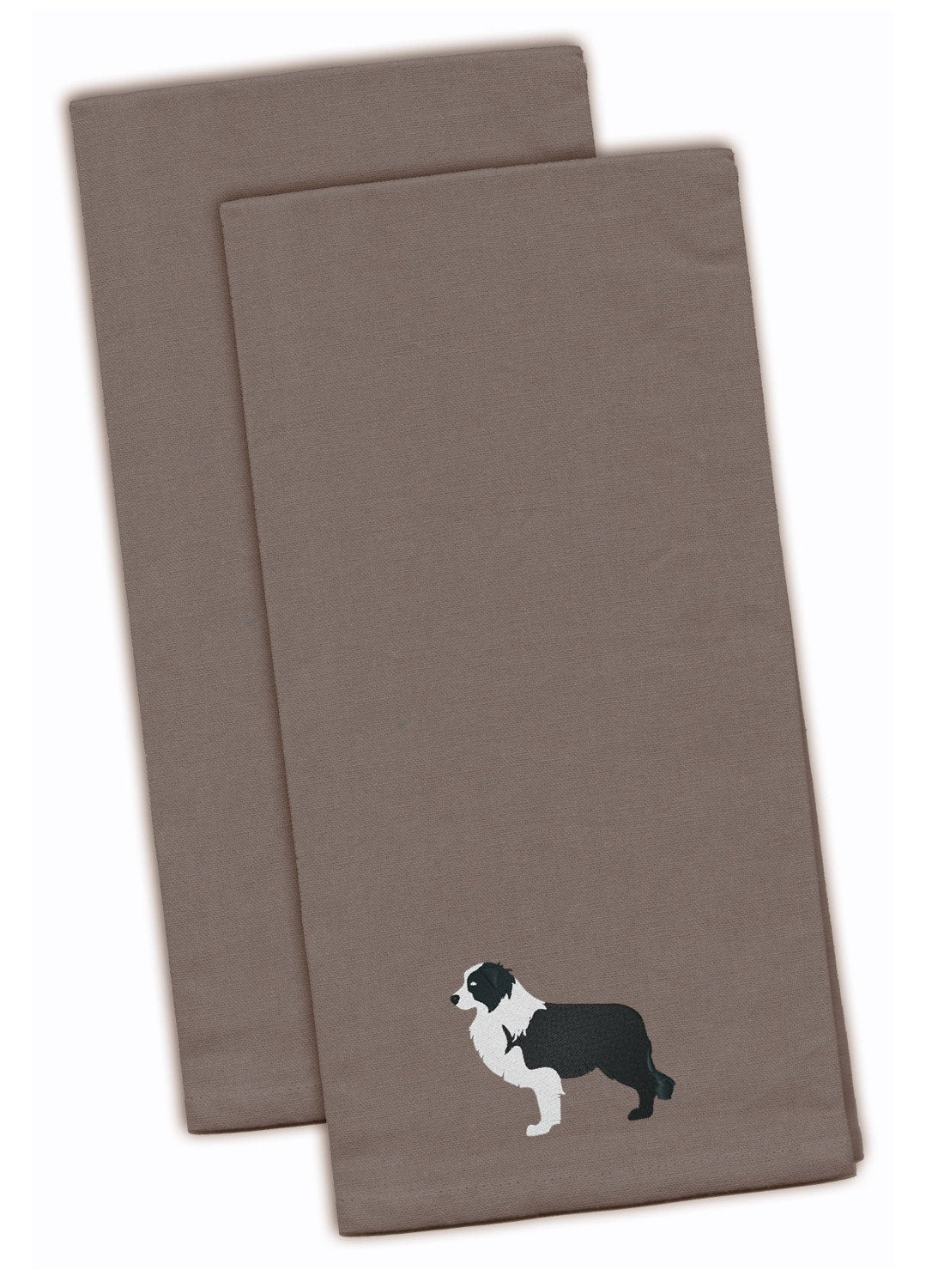 Black Border Collie Gray Embroidered Kitchen Towel Set of 2 BB3423GYTWE by Caroline&#39;s Treasures