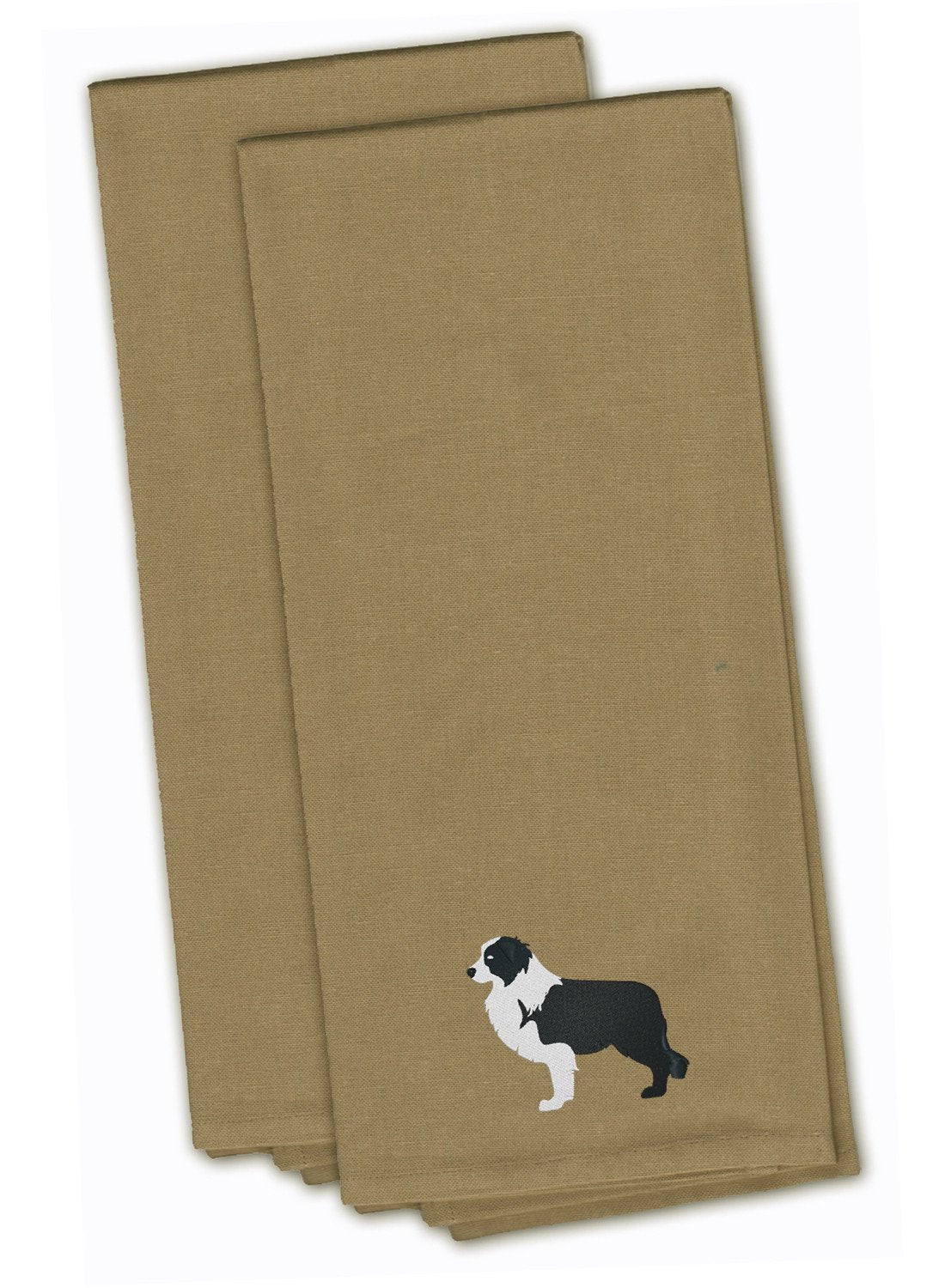 Black Border Collie Tan Embroidered Kitchen Towel Set of 2 BB3423TNTWE by Caroline&#39;s Treasures
