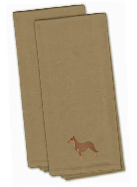 Australian Kelpie Dog Tan Embroidered Kitchen Towel Set of 2 BB3429TNTWE by Caroline's Treasures