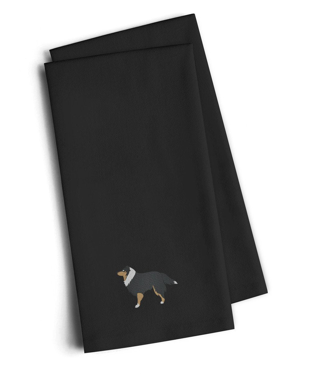 Sheltie/Shetland Sheepdog Black Embroidered Kitchen Towel Set of 2 BB3430BKTWE by Caroline&#39;s Treasures