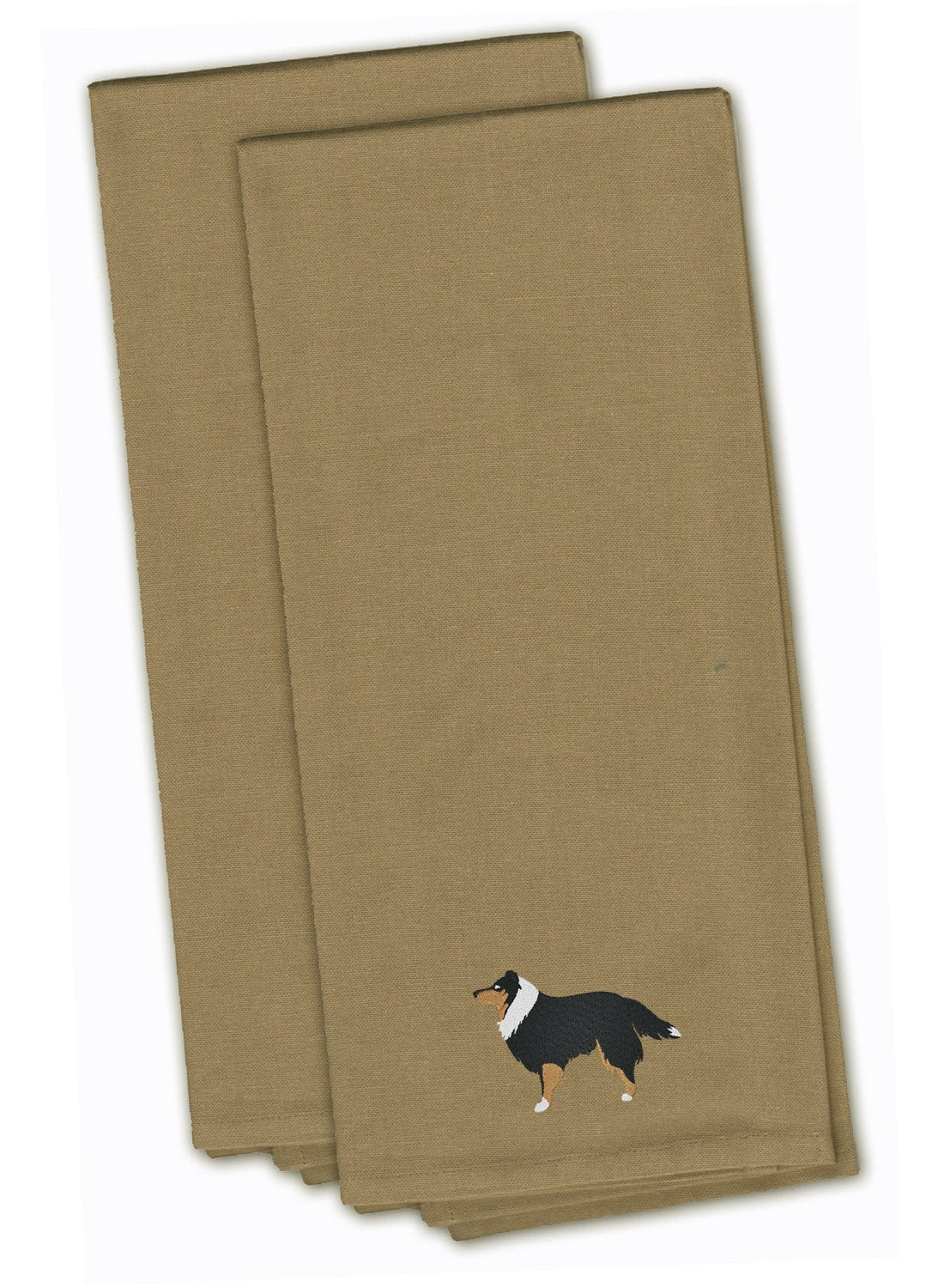 Sheltie/Shetland Sheepdog Tan Embroidered Kitchen Towel Set of 2 BB3430TNTWE by Caroline's Treasures