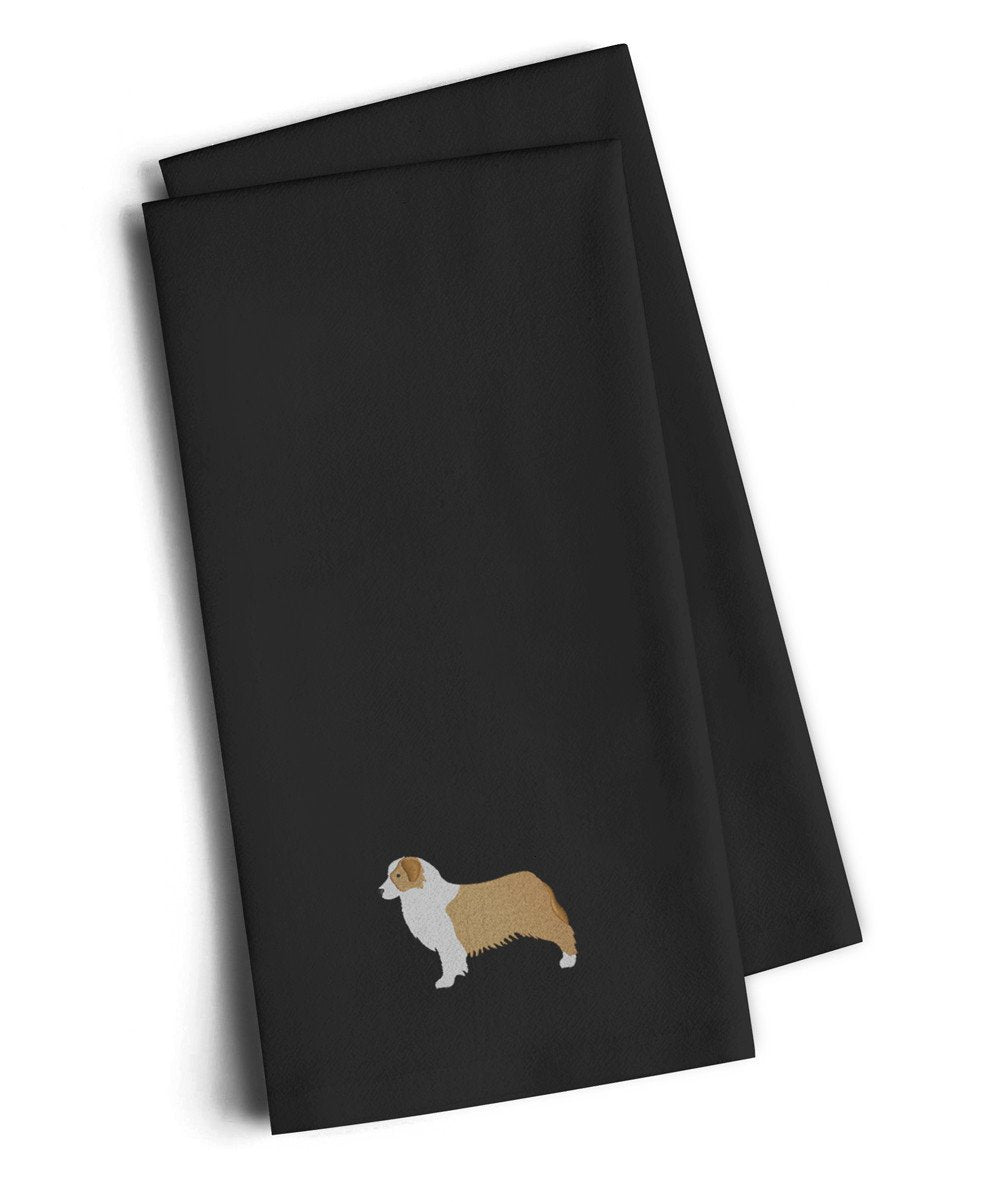 Australian Shepherd Dog Black Embroidered Kitchen Towel Set of 2 BB3433BKTWE by Caroline&#39;s Treasures