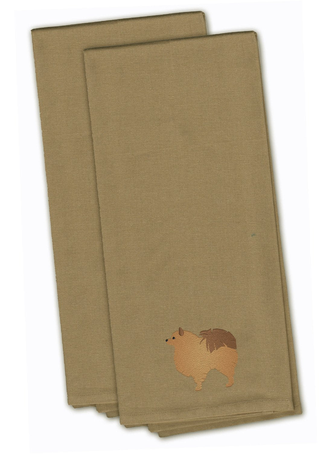 Pomeranian Tan Embroidered Kitchen Towel Set of 2 BB3442TNTWE by Caroline&#39;s Treasures