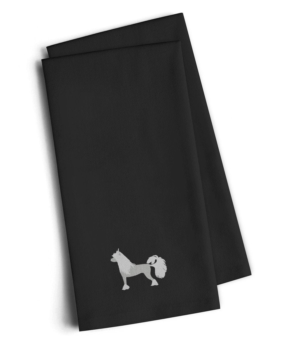 Chinese Crested Black Embroidered Kitchen Towel Set of 2 BB3443BKTWE by Caroline&#39;s Treasures