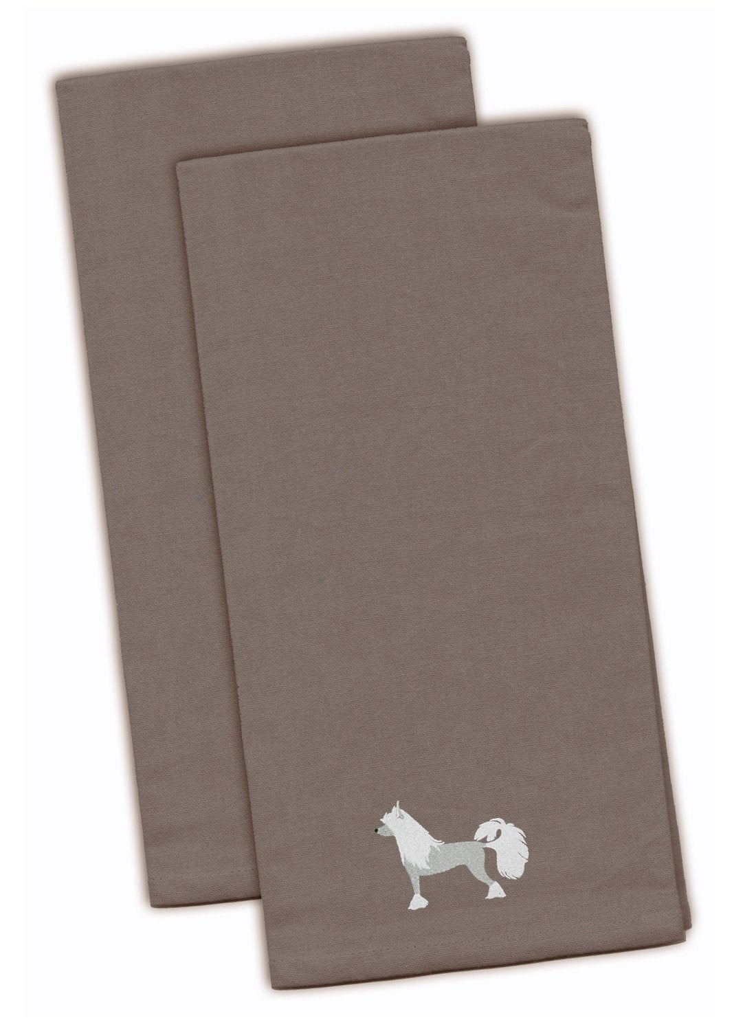 Chinese Crested Gray Embroidered Kitchen Towel Set of 2 BB3443GYTWE by Caroline&#39;s Treasures