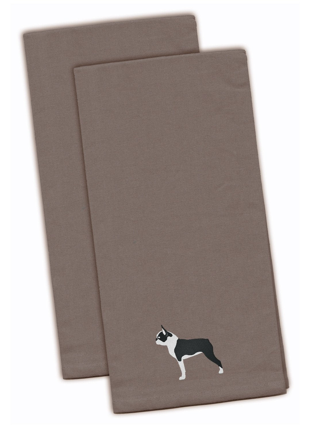 Boston Terrier Gray Embroidered Kitchen Towel Set of 2 BB3444GYTWE by Caroline's Treasures