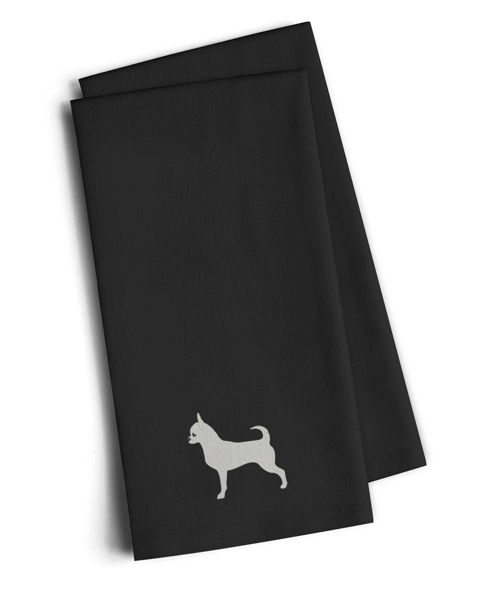 Chihuahua Black Embroidered Kitchen Towel Set of 2 BB3450BKTWE by Caroline&#39;s Treasures
