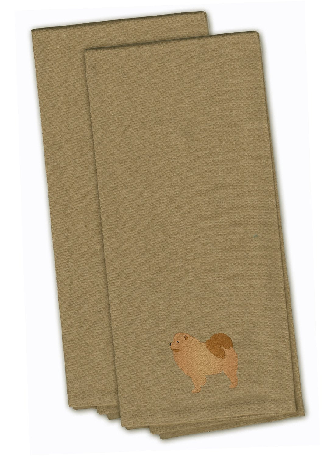 Chow Chow Tan Embroidered Kitchen Towel Set of 2 BB3451TNTWE by Caroline&#39;s Treasures