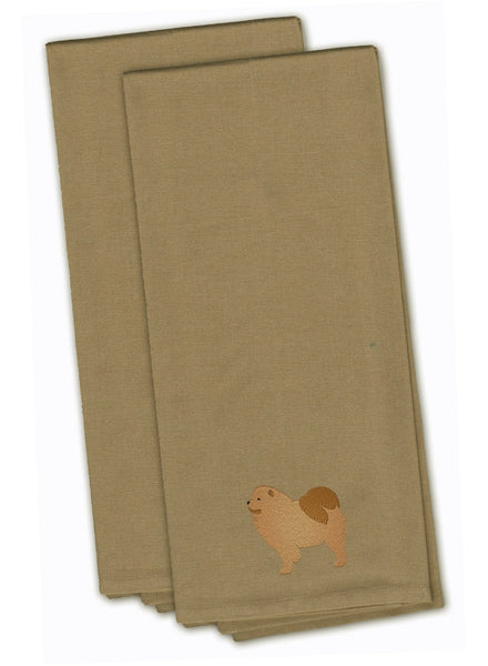 Chow Chow Tan Embroidered Kitchen Towel Set of 2 BB3451TNTWE by Caroline's Treasures