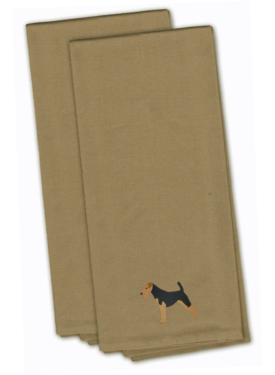 Airedale Terrier Tan Embroidered Kitchen Towel Set of 2 BB3457TNTWE by Caroline&#39;s Treasures