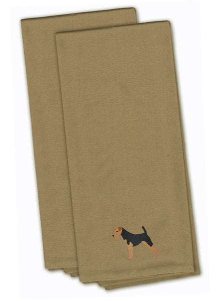 Airedale Terrier Tan Embroidered Kitchen Towel Set of 2 BB3457TNTWE by Caroline's Treasures