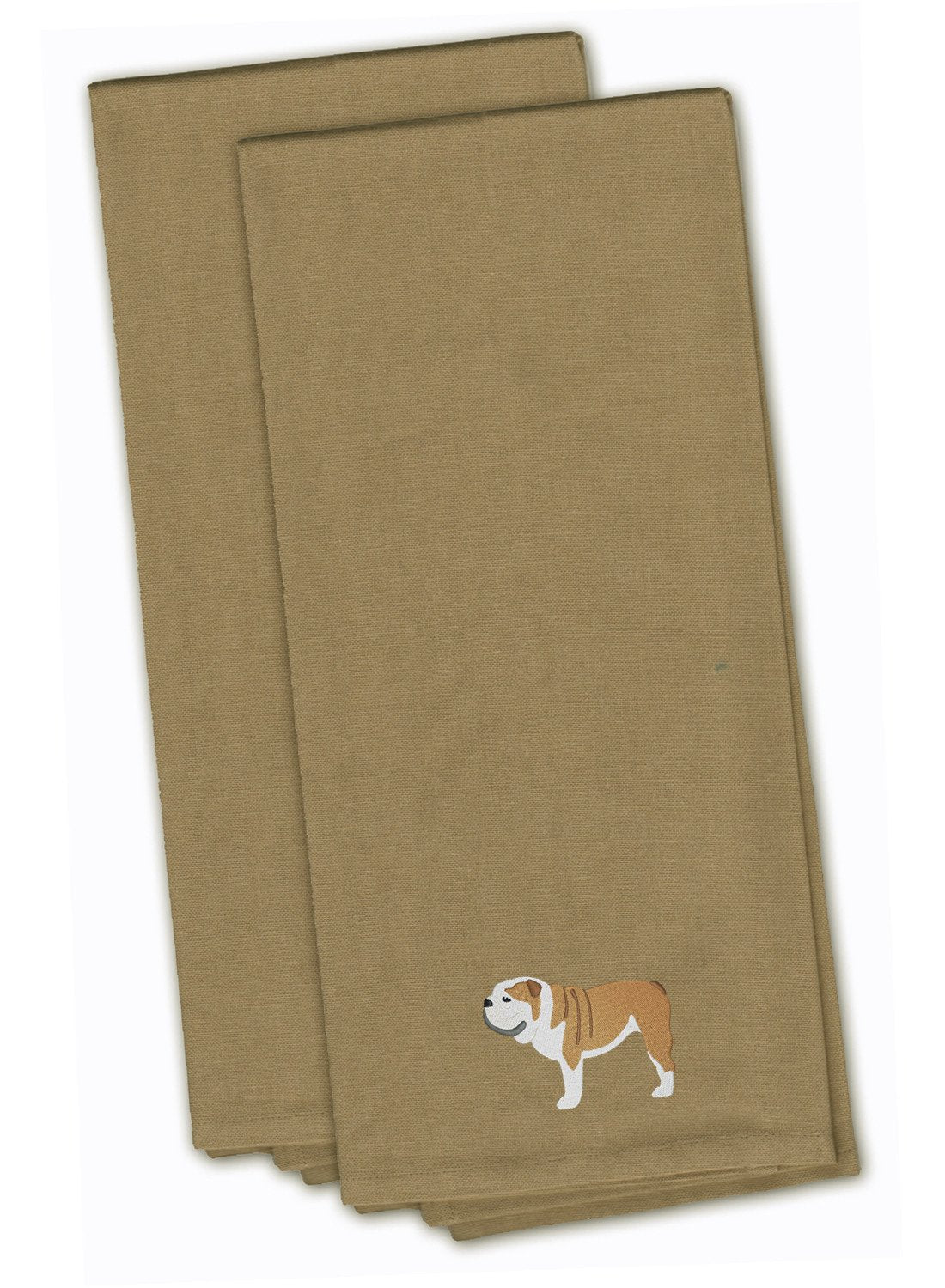 English Bulldog Tan Embroidered Kitchen Towel Set of 2 BB3462TNTWE by Caroline&#39;s Treasures