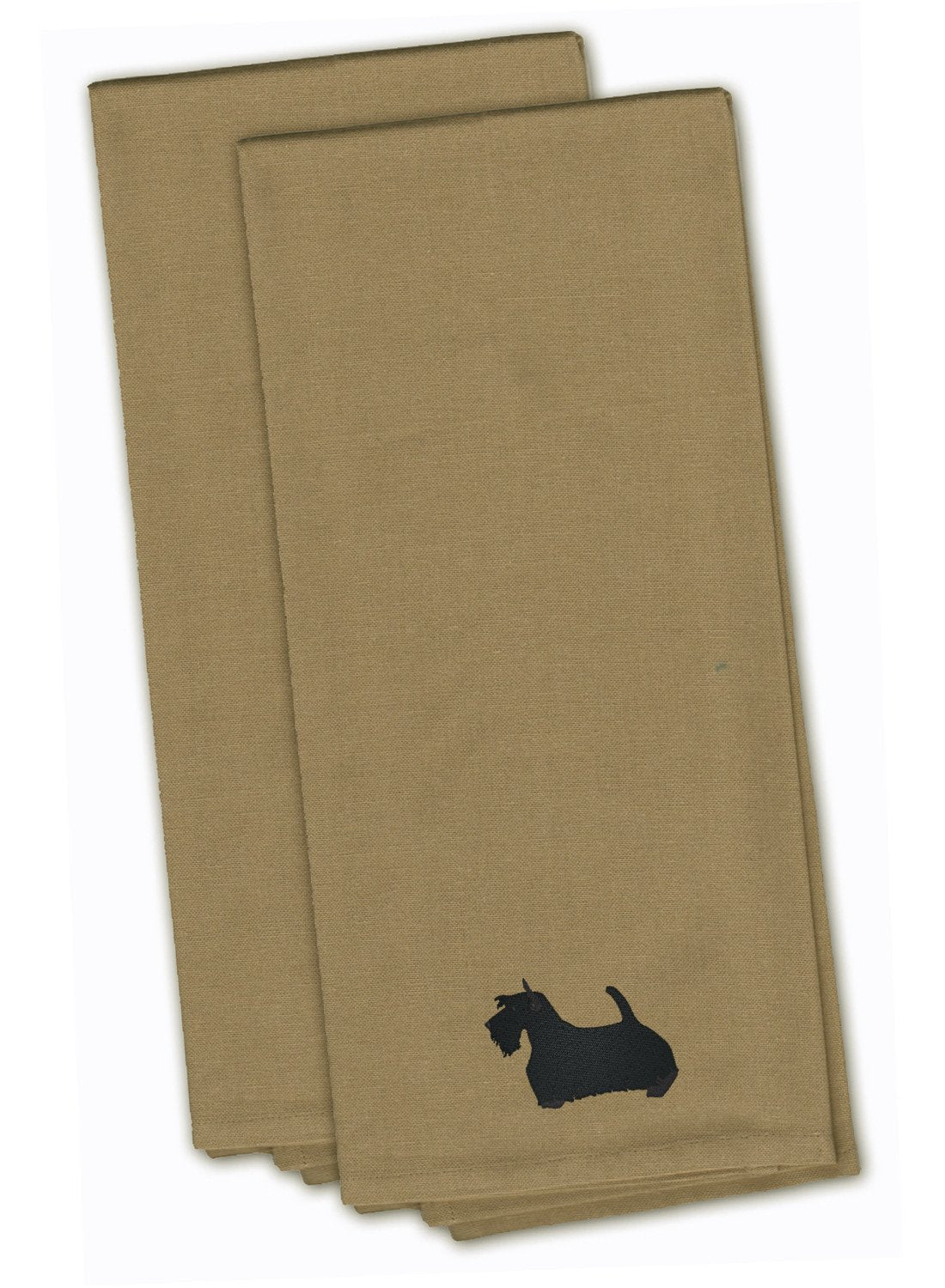 Scottish Terrier Tan Embroidered Kitchen Towel Set of 2 BB3469TNTWE by Caroline&#39;s Treasures