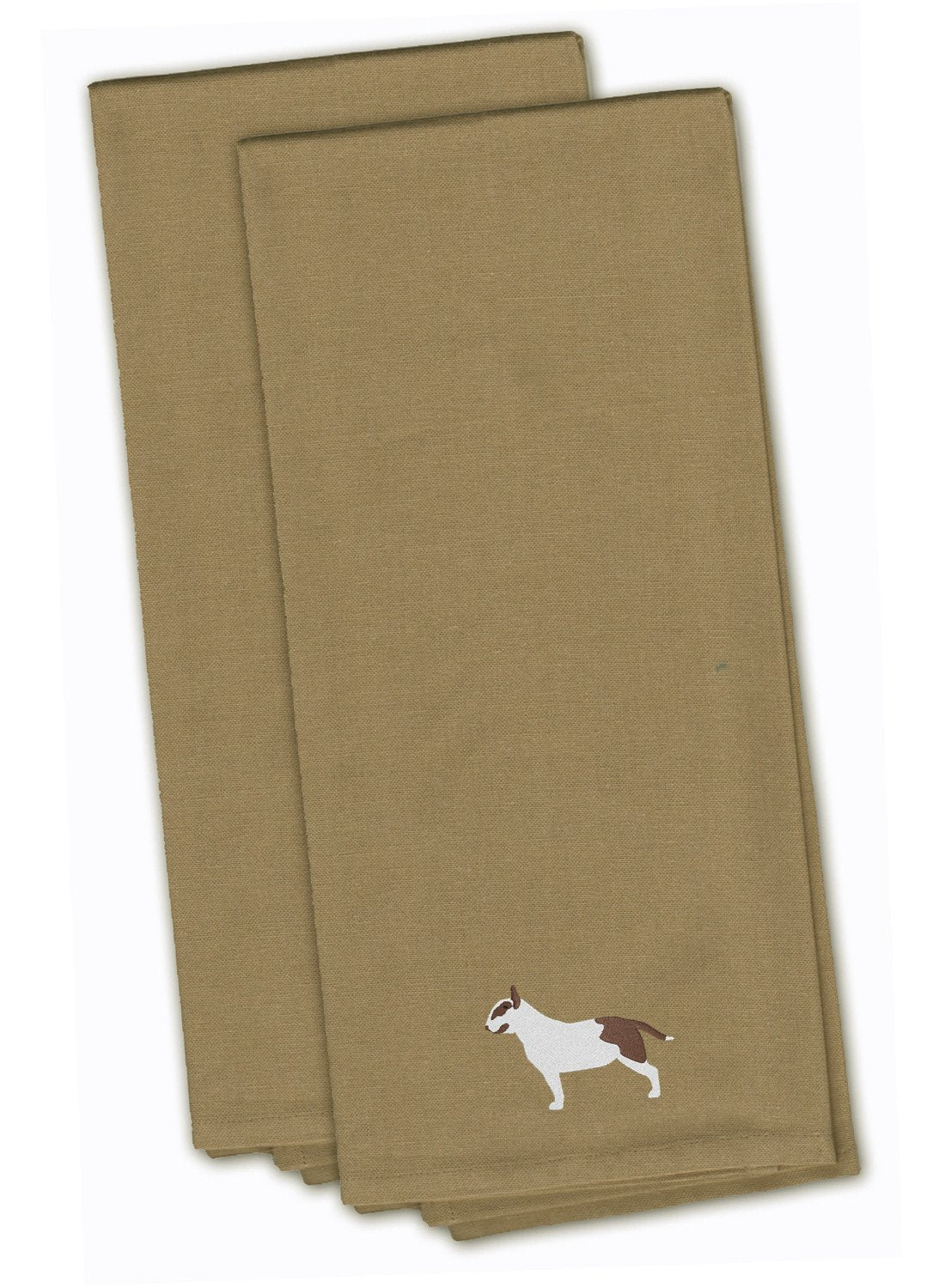 Bull Terrier Tan Embroidered Kitchen Towel Set of 2 BB3478TNTWE by Caroline&#39;s Treasures