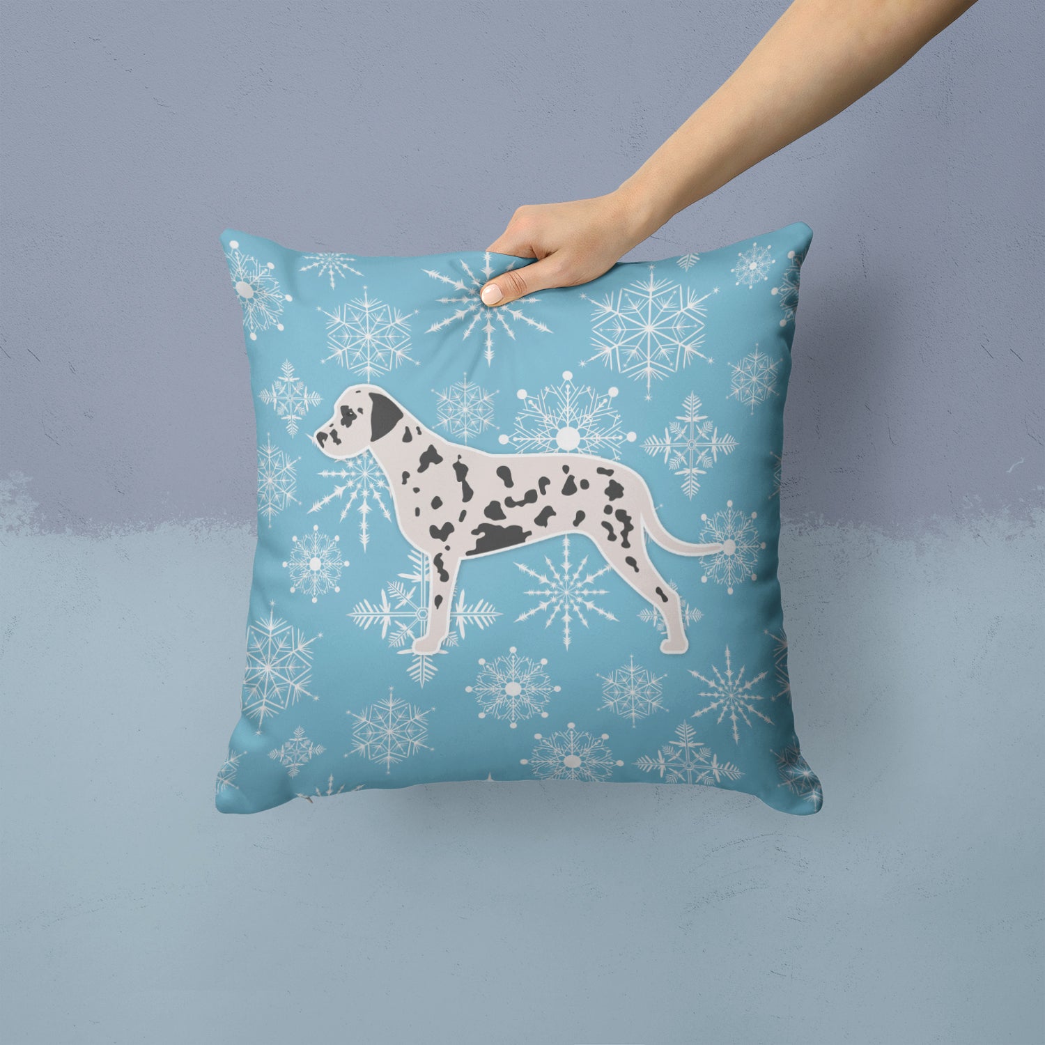 Winter Snowflake Dalmatian Fabric Decorative Pillow BB3483PW1414 - the-store.com