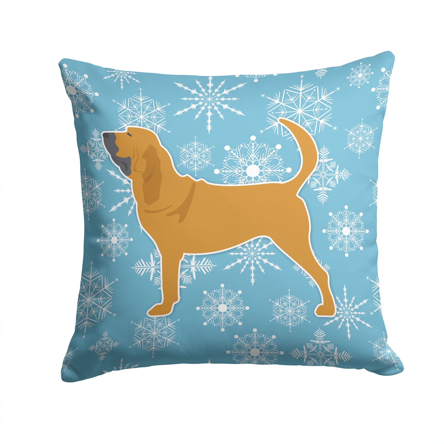 Winter Snowflake Bloodhound Fabric Decorative Pillow BB3484PW1414 - the-store.com