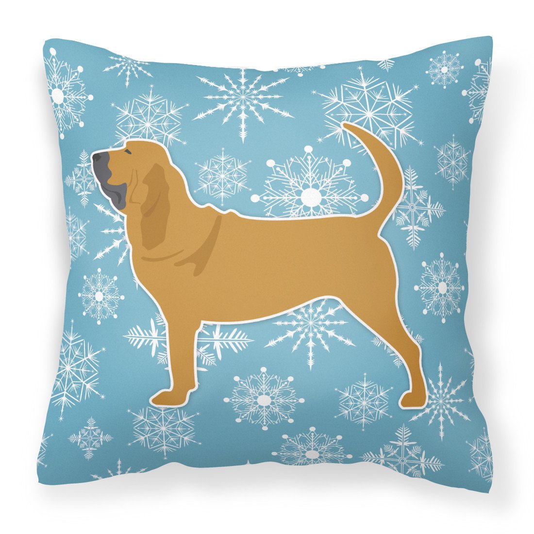 Winter Snowflake Bloodhound Fabric Decorative Pillow BB3484PW1818 by Caroline&#39;s Treasures