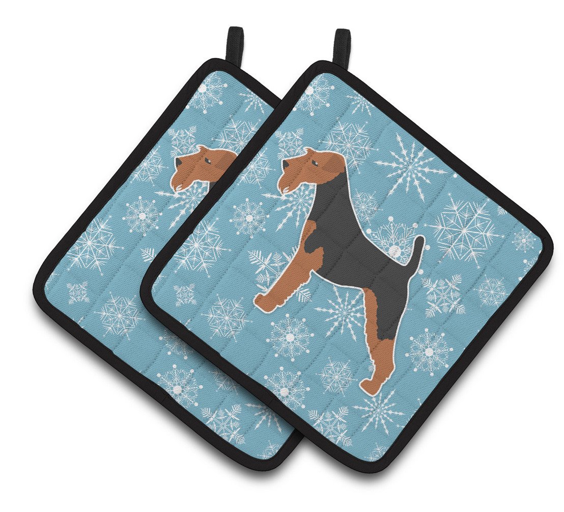 Winter Snowflake Welsh Terrier Pair of Pot Holders BB3485PTHD by Caroline&#39;s Treasures