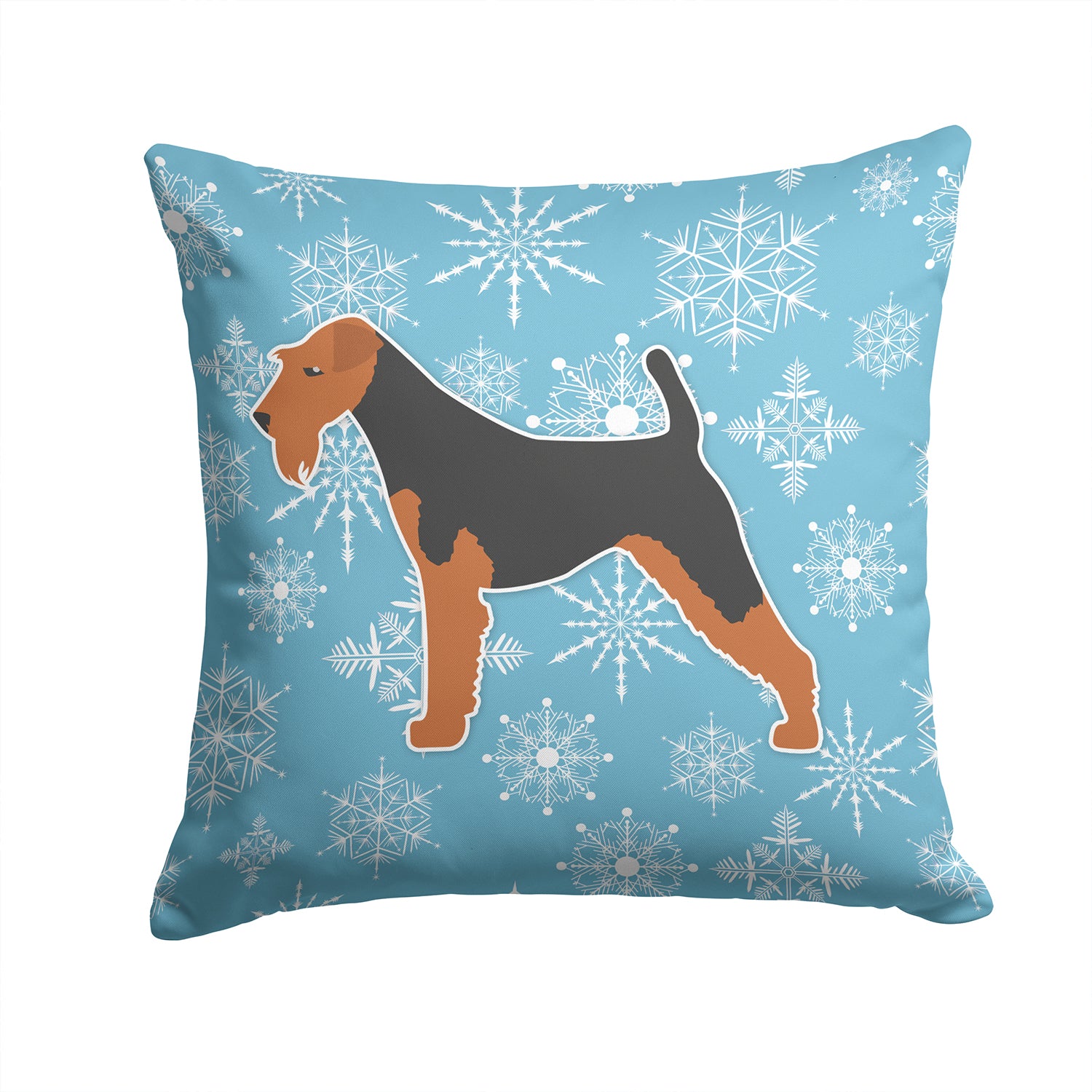 Winter Snowflake Welsh Terrier Fabric Decorative Pillow BB3485PW1414 - the-store.com