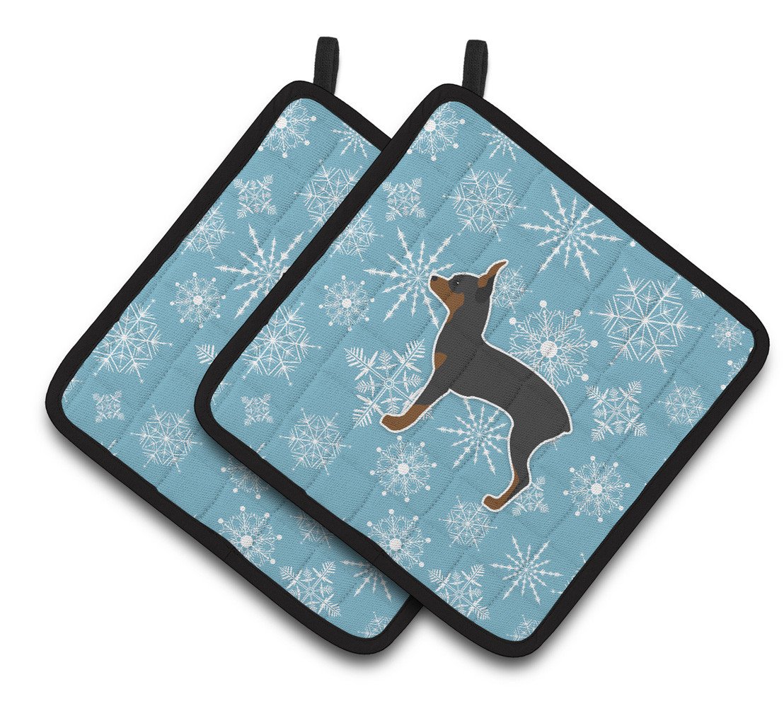 Winter Snowflake Toy Fox Terrier Pair of Pot Holders BB3487PTHD by Caroline&#39;s Treasures