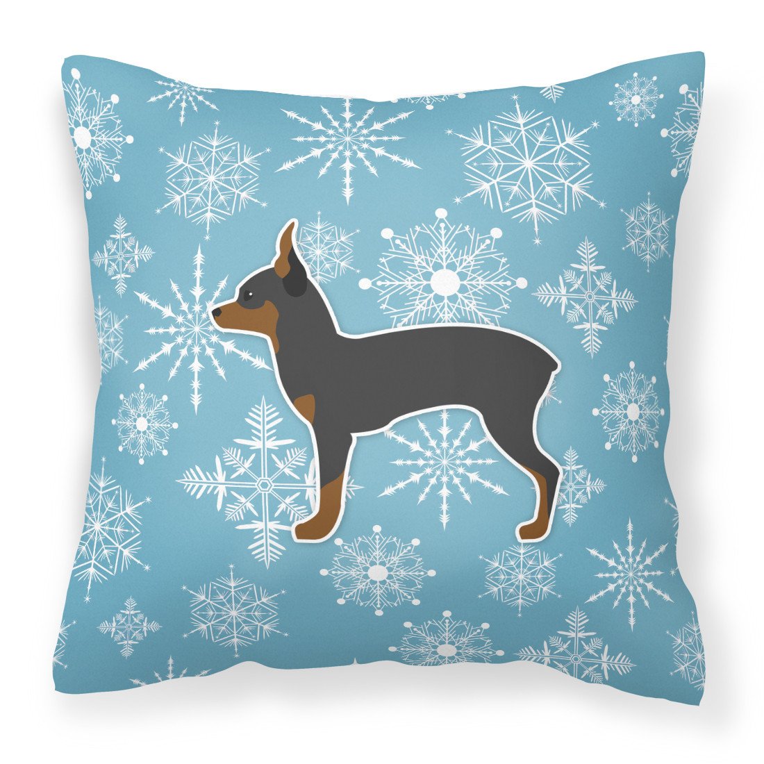 Winter Snowflake Toy Fox Terrier Fabric Decorative Pillow BB3487PW1818 by Caroline&#39;s Treasures
