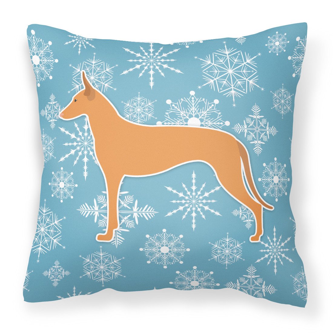Winter Snowflake Pharaoh Hound Fabric Decorative Pillow BB3488PW1818 by Caroline&#39;s Treasures