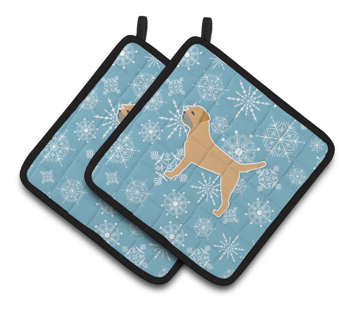 Winter Snowflake Border Terrier Pair of Pot Holders BB3489PTHD by Caroline's Treasures