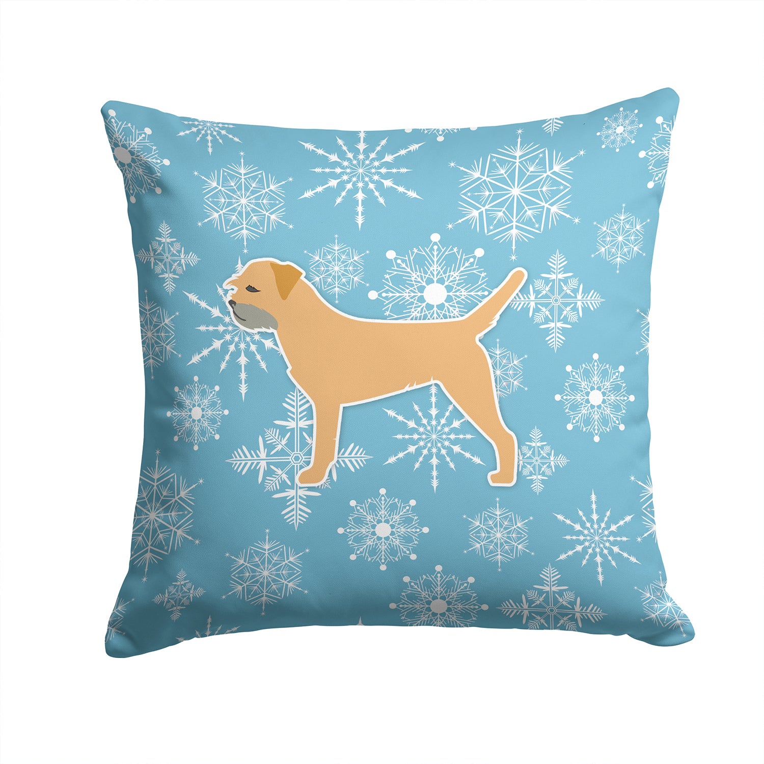 Winter Snowflake Border Terrier Fabric Decorative Pillow BB3489PW1414 - the-store.com