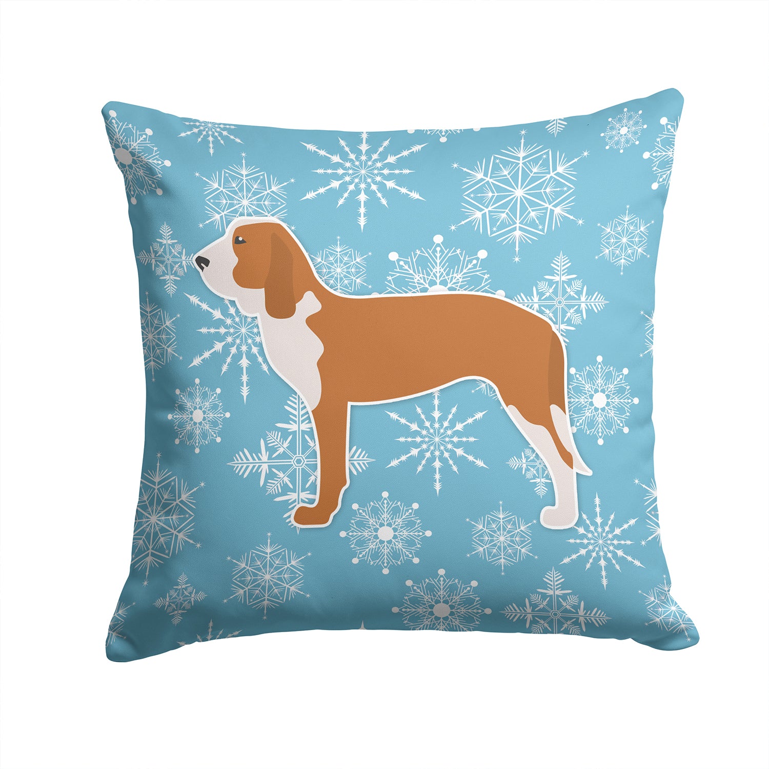 Winter Snowflake Spanish Hound Fabric Decorative Pillow BB3491PW1414 - the-store.com