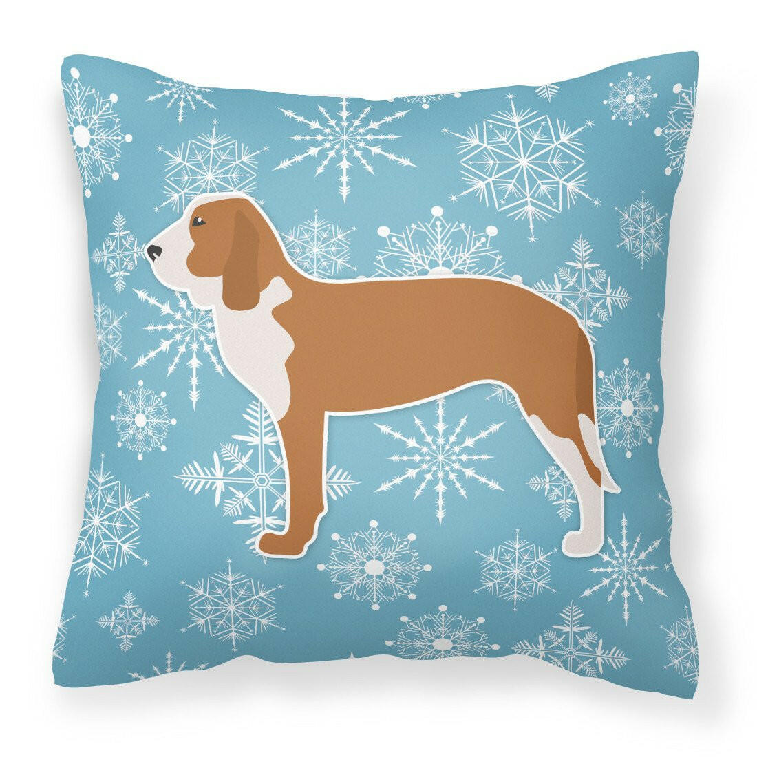 Winter Snowflake Spanish Hound Fabric Decorative Pillow BB3491PW1818 by Caroline&#39;s Treasures