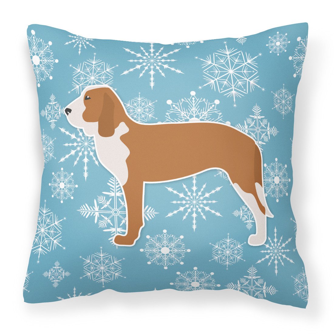 Winter Snowflake Spanish Hound Fabric Decorative Pillow BB3491PW1818 by Caroline's Treasures