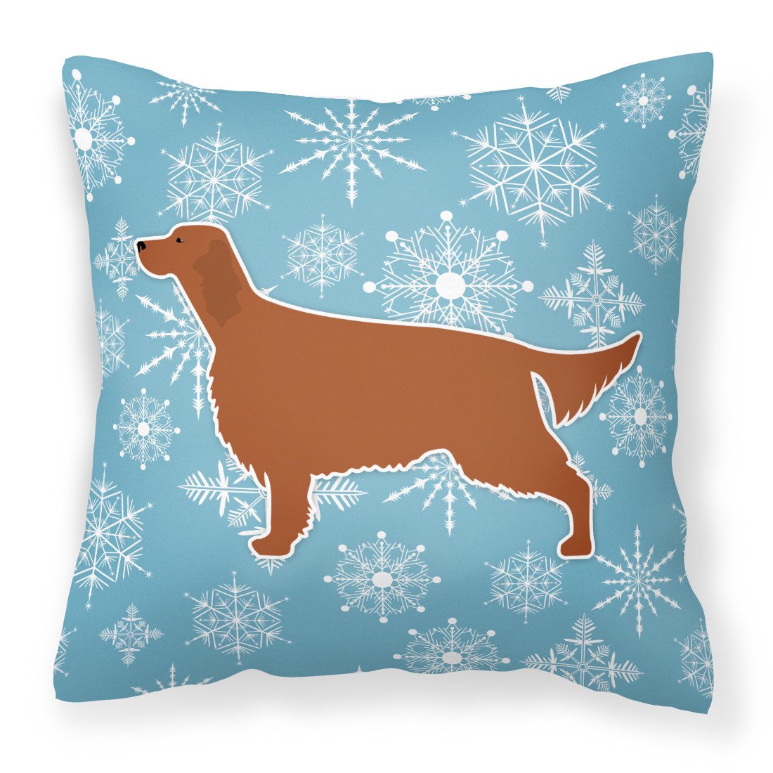 Winter Snowflake Irish Setter Fabric Decorative Pillow BB3493PW1818 by Caroline's Treasures