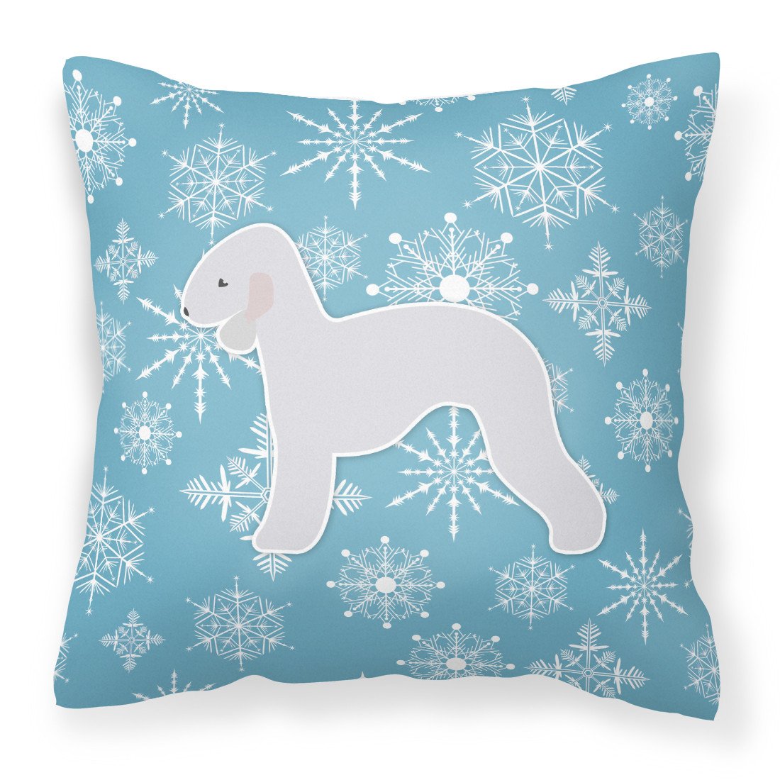 Winter Snowflake Bedlington Terrier Fabric Decorative Pillow BB3494PW1818 by Caroline&#39;s Treasures