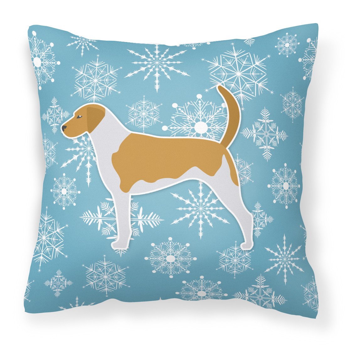 Winter Snowflake American Foxhound Fabric Decorative Pillow BB3498PW1818 by Caroline&#39;s Treasures