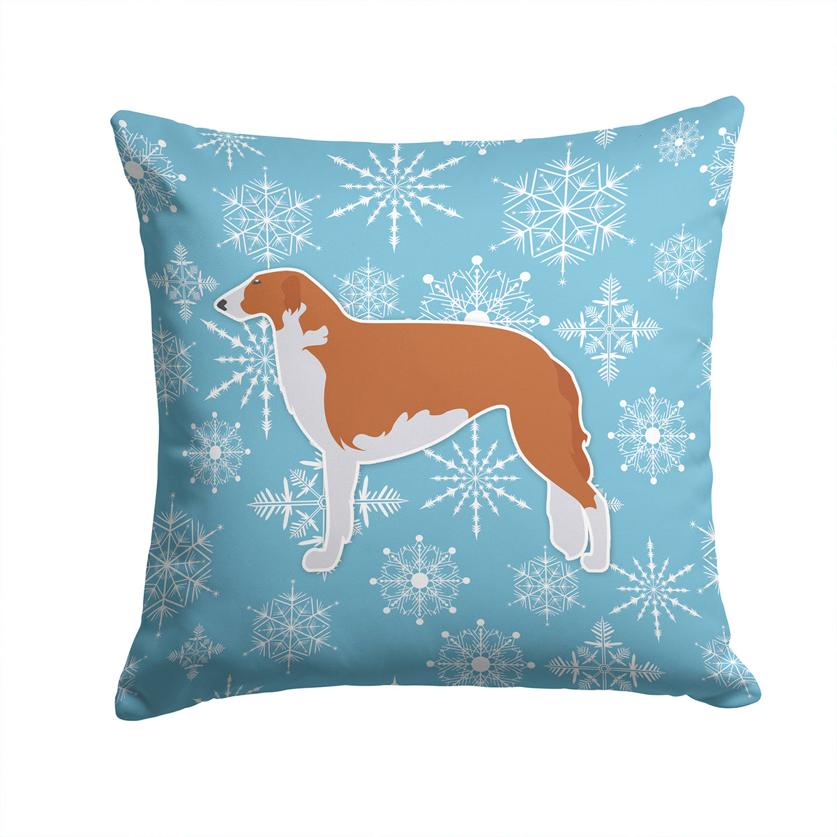 Winter Snowflake Borzoi Russian Greyhound Fabric Decorative Pillow BB3499PW1414 - the-store.com