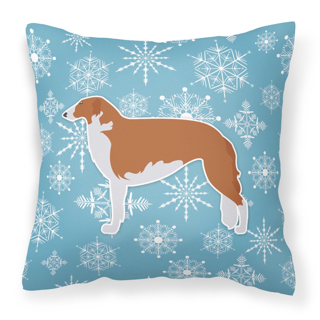 Winter Snowflake Borzoi Russian Greyhound Fabric Decorative Pillow BB3499PW1818 by Caroline&#39;s Treasures