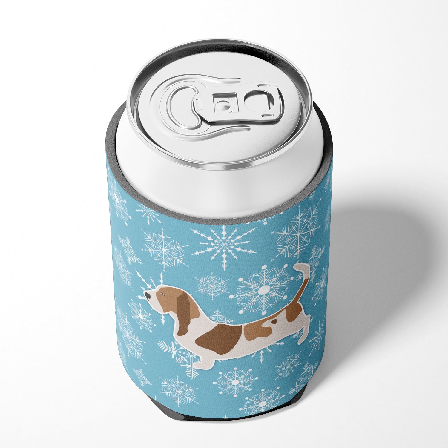 Winter Snowflake Basset Hound Can or Bottle Hugger BB3502CC