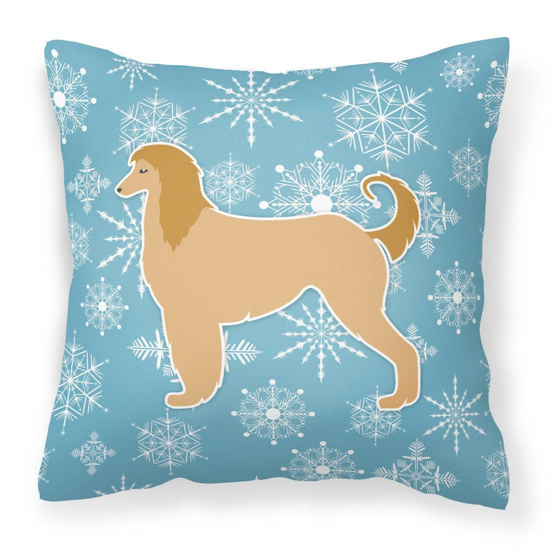 Winter Snowflake Afghan Hound Fabric Decorative Pillow BB3506PW1818 by Caroline&#39;s Treasures