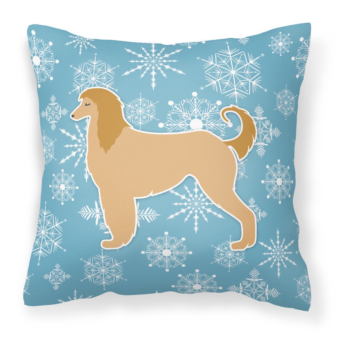 Winter Snowflake Afghan Hound Fabric Decorative Pillow BB3506PW1818 by Caroline's Treasures