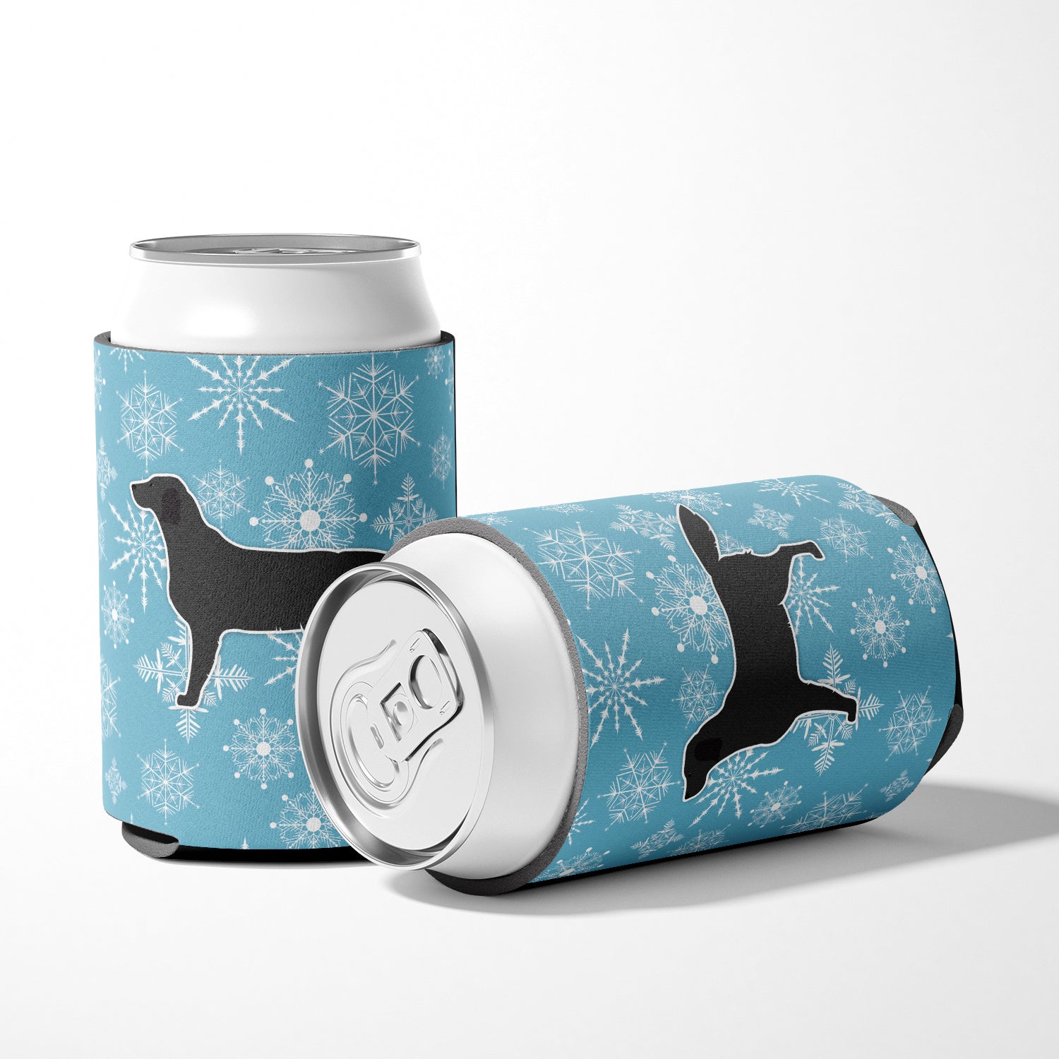 Winter Snowflake Black Labrador Retriever Can or Bottle Hugger BB3508CC