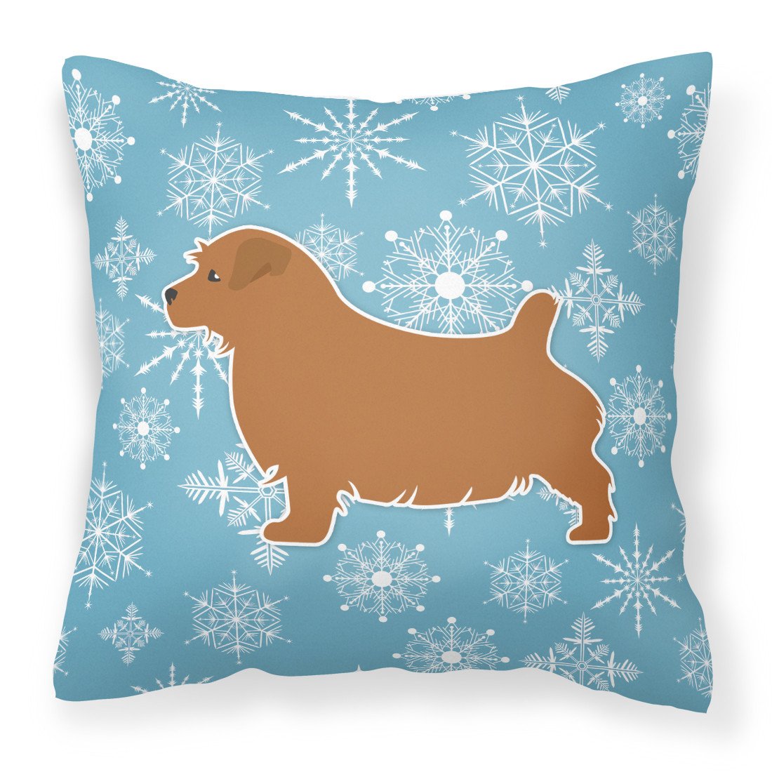 Winter Snowflake Norfolk Terrier Fabric Decorative Pillow BB3509PW1818 by Caroline&#39;s Treasures