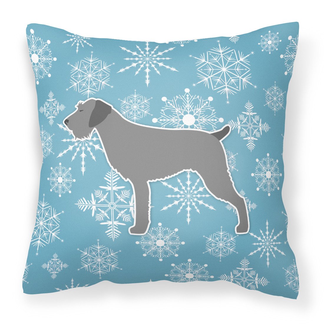 Winter Snowflake German Wirehaired Pointer Fabric Decorative Pillow BB3511PW1818 by Caroline's Treasures