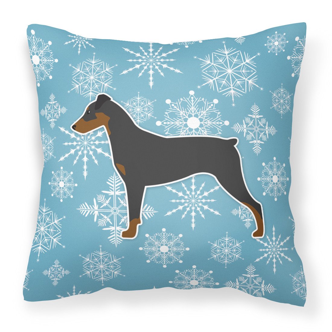Winter Snowflake German Pinscher Fabric Decorative Pillow BB3513PW1818 by Caroline&#39;s Treasures