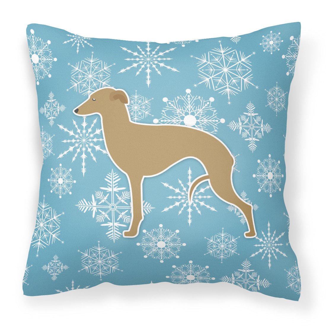 Winter Snowflake Italian Greyhound Fabric Decorative Pillow BB3514PW1818 by Caroline&#39;s Treasures