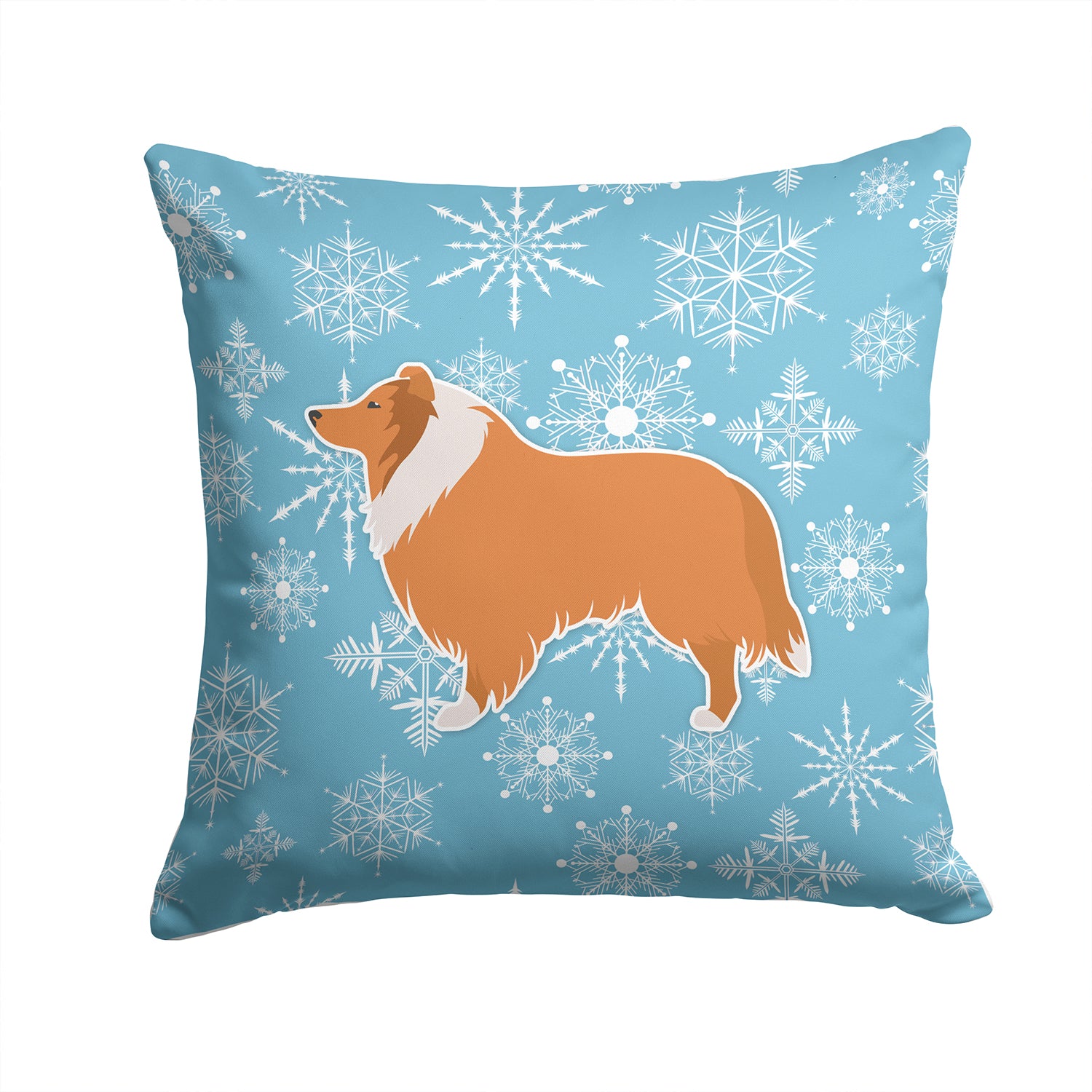 Winter Snowflake Collie Fabric Decorative Pillow BB3516PW1414 - the-store.com