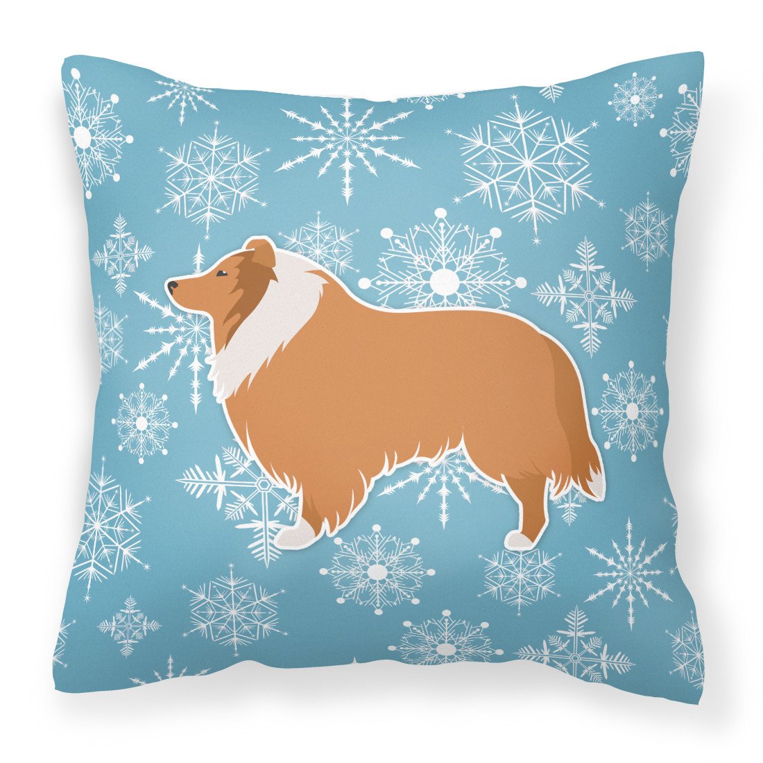 Winter Snowflake Collie Fabric Decorative Pillow BB3516PW1818 by Caroline&#39;s Treasures