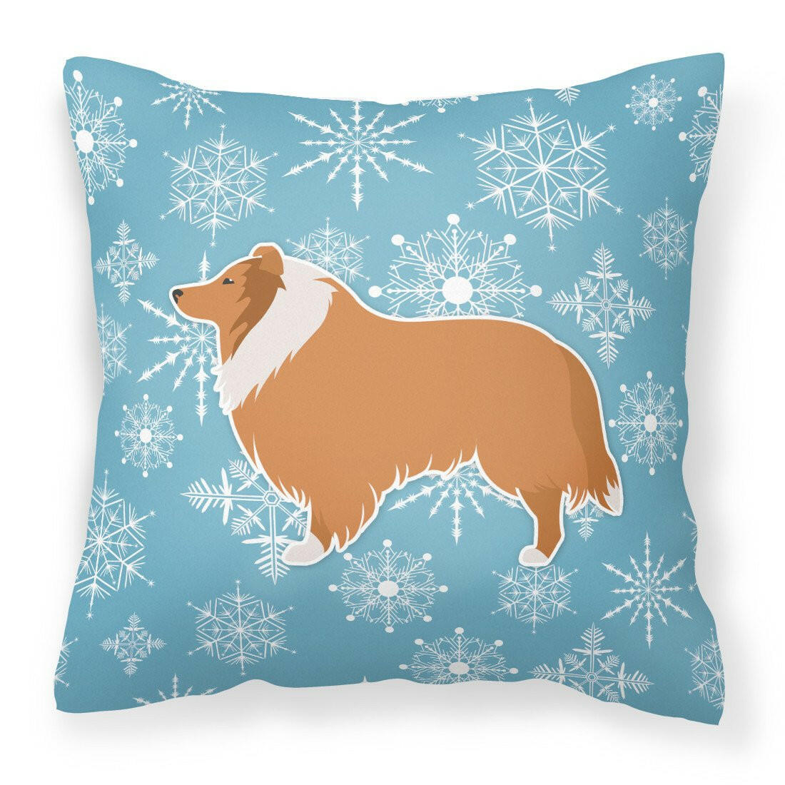 Winter Snowflake Collie Fabric Decorative Pillow BB3516PW1818 by Caroline&#39;s Treasures