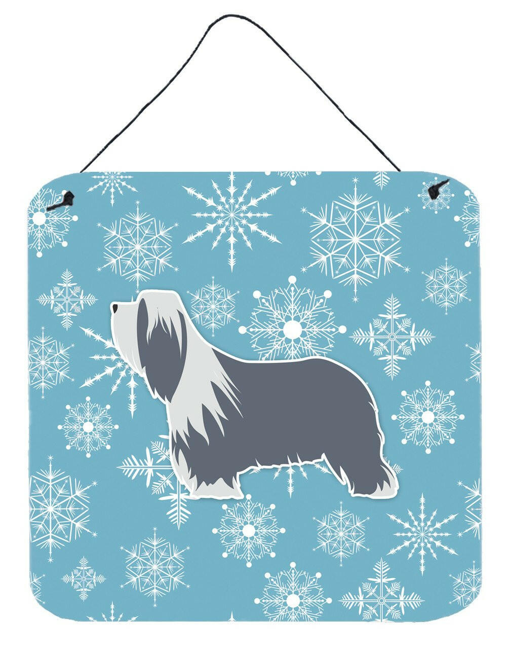 Winter Snowflake Bearded Collie Wall or Door Hanging Prints BB3517DS66 by Caroline&#39;s Treasures