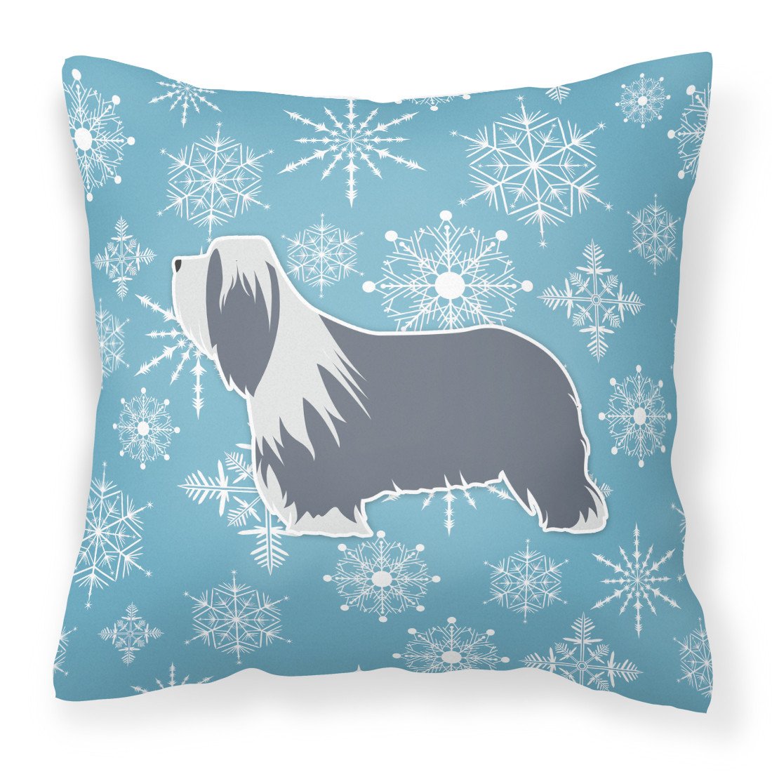 Winter Snowflake Bearded Collie Fabric Decorative Pillow BB3517PW1818 by Caroline&#39;s Treasures