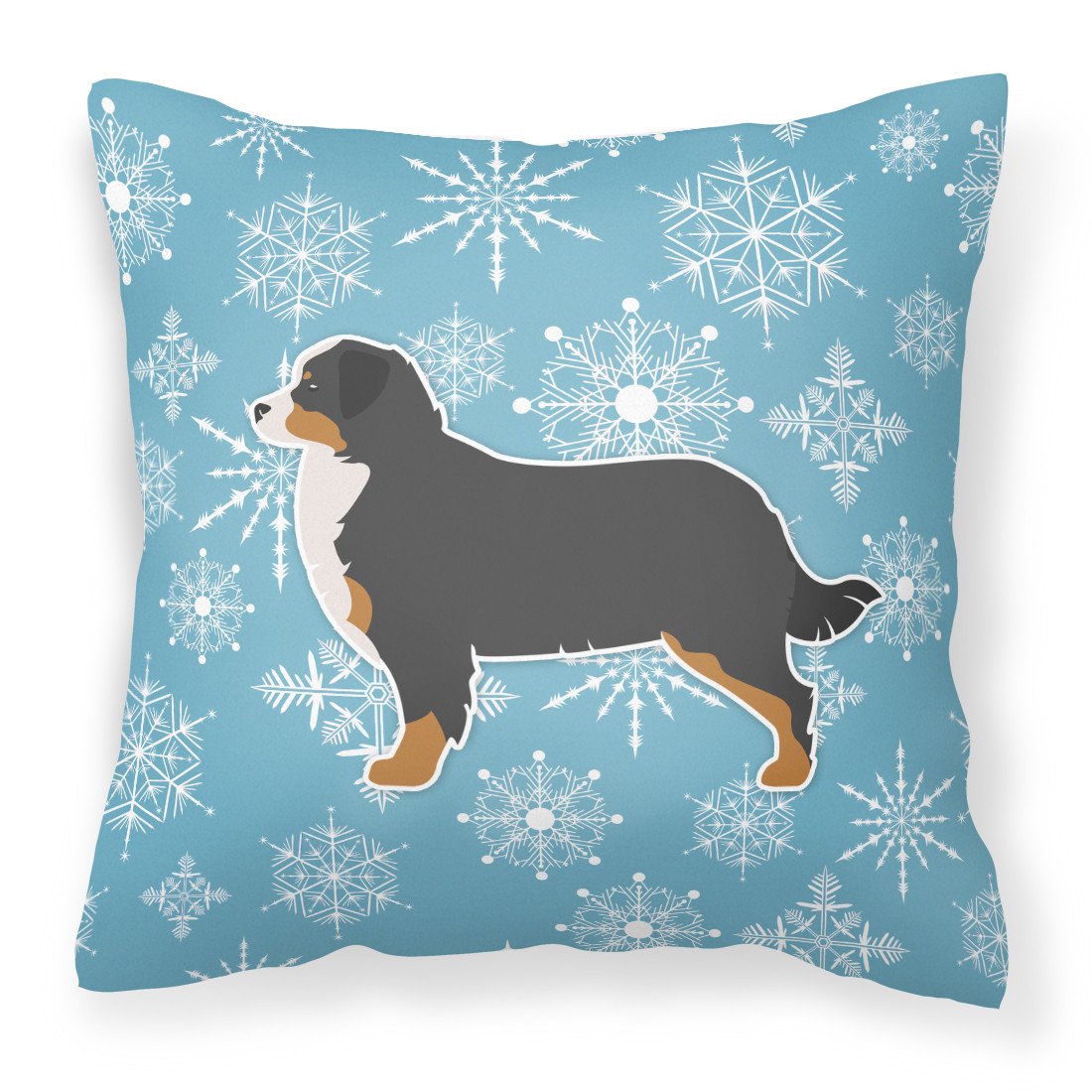 Winter Snowflake Bernese Mountain Dog Fabric Decorative Pillow BB3519PW1818 by Caroline&#39;s Treasures